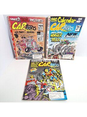 CARtoons Magazine Poster Calendar Monster Truck Oct Dec 89 Aug 91 Vintage Lot